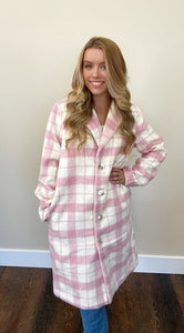 Hannah Pink Plaid Wool Coat