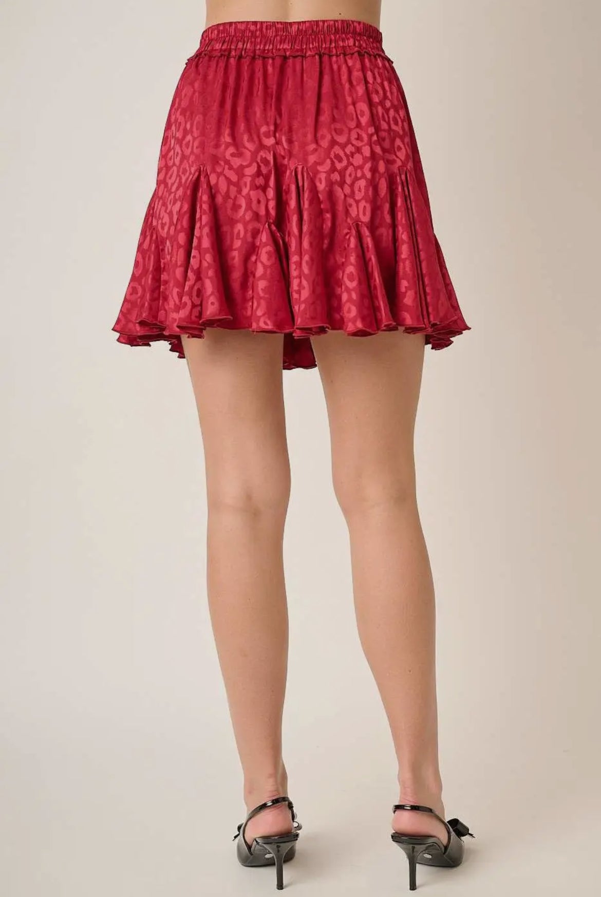 Sleigh Ride Satin Leopard Mini Skirt