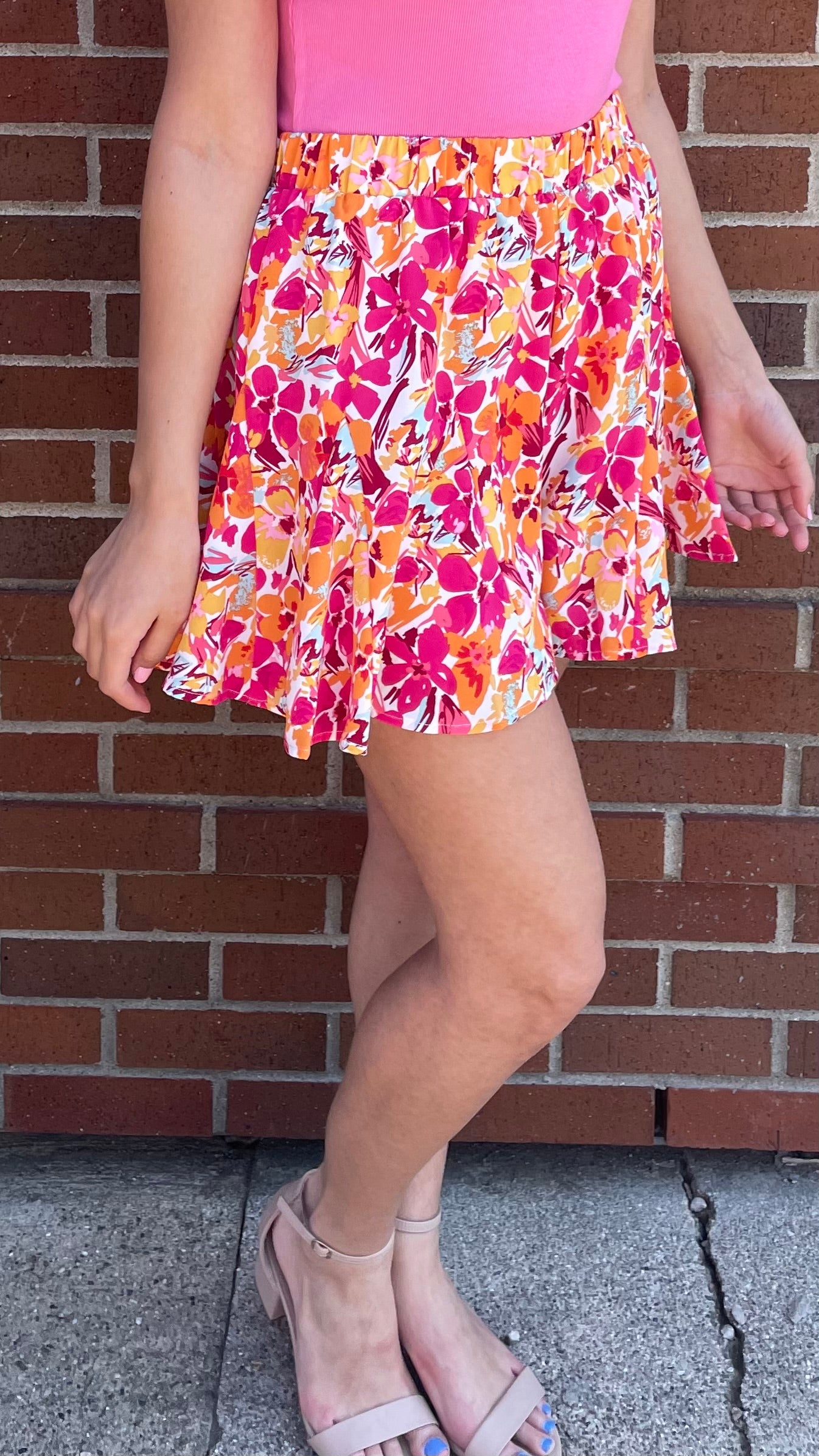 Sunny Floral High Waist Flutter Shorts