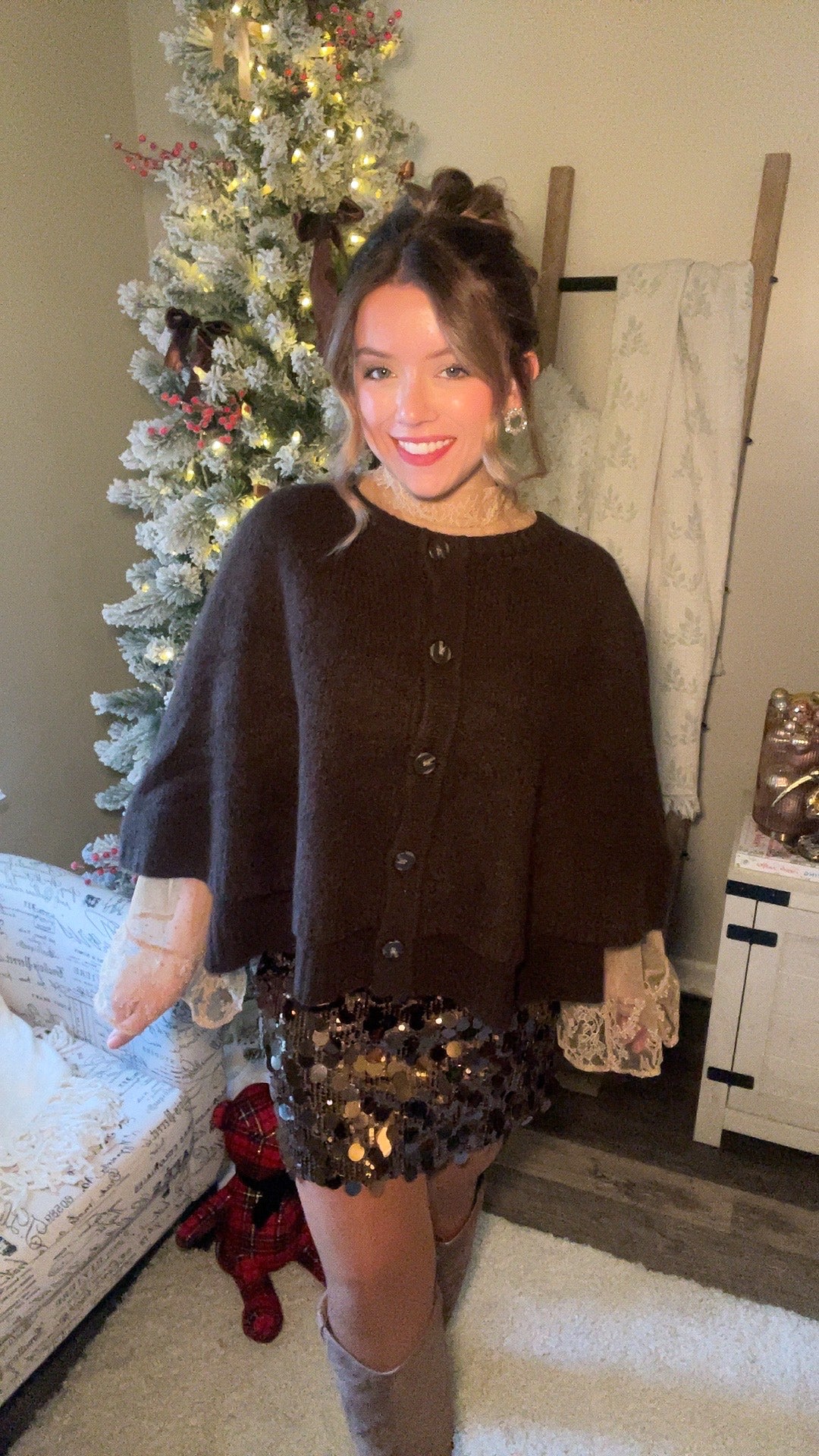 Gather Around Button Front Poncho