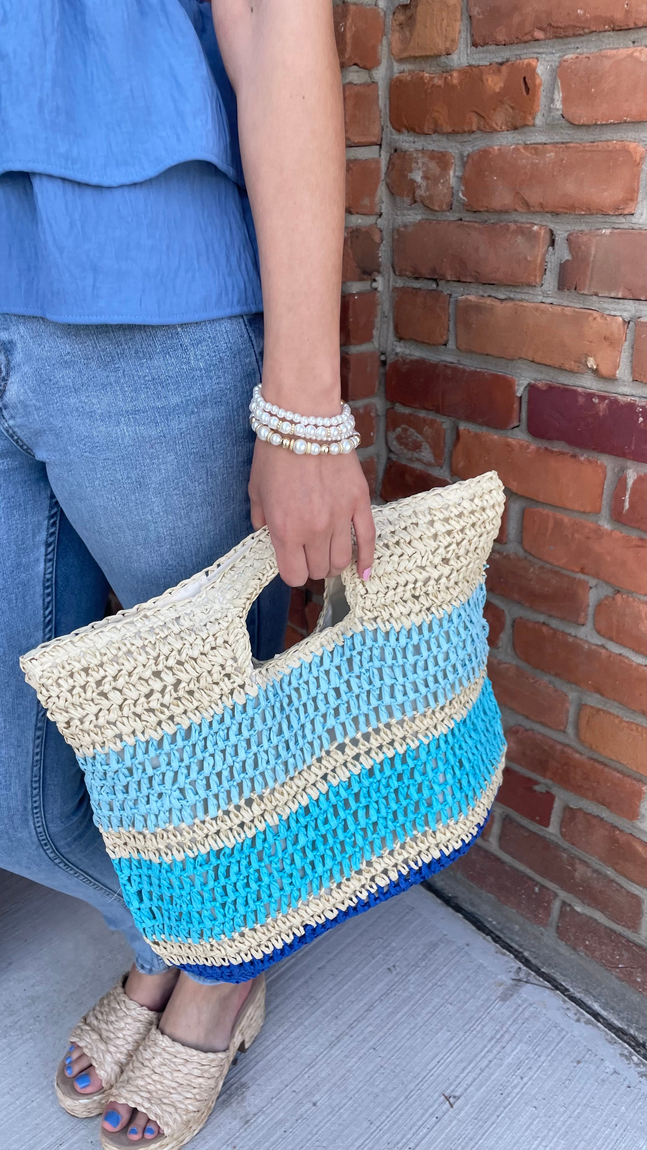 Ocean Breeze Color Block Summer Tote