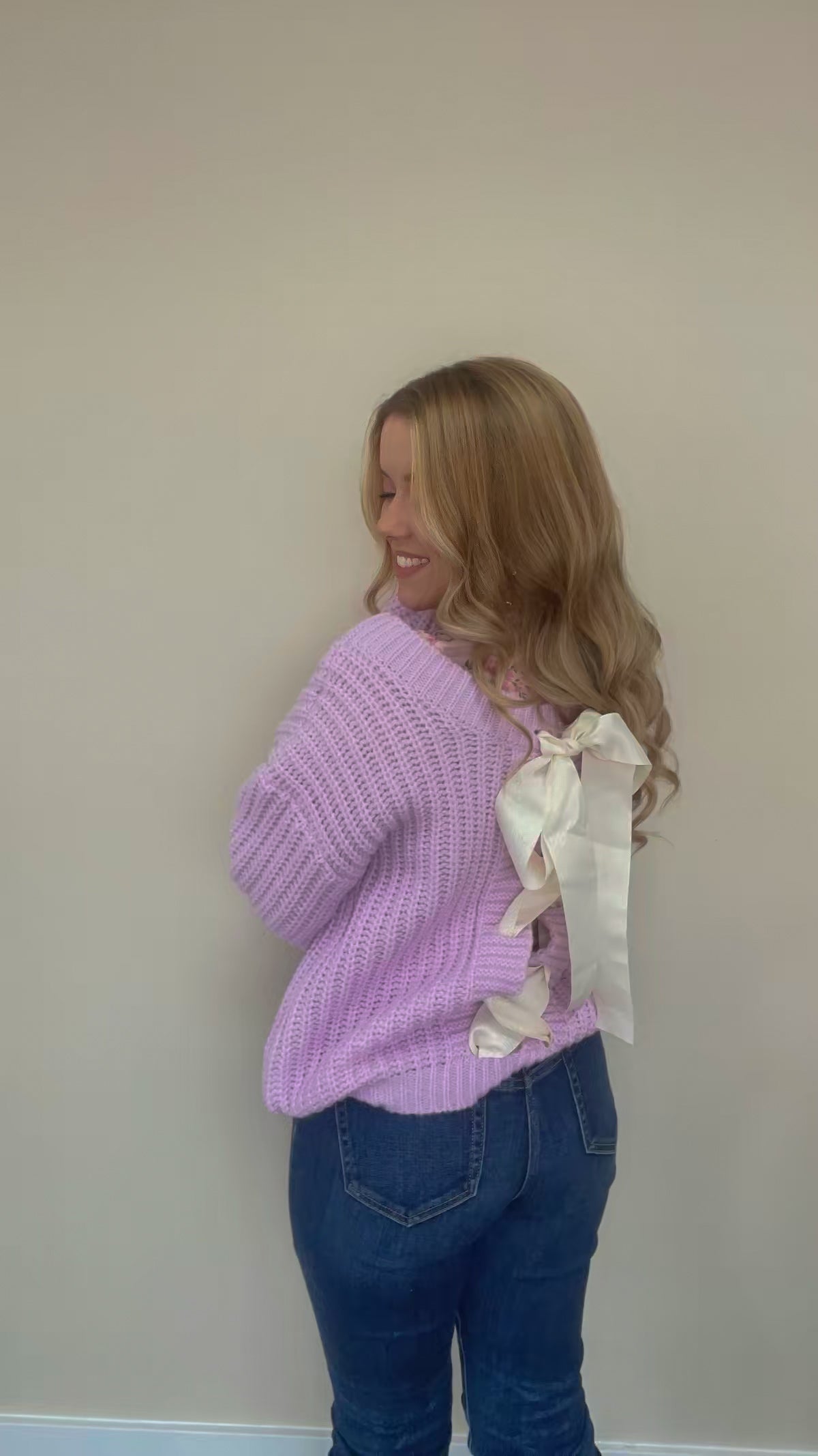 Laced in Lavender Oversized REVERSIBLE Chunky Knit Sweater