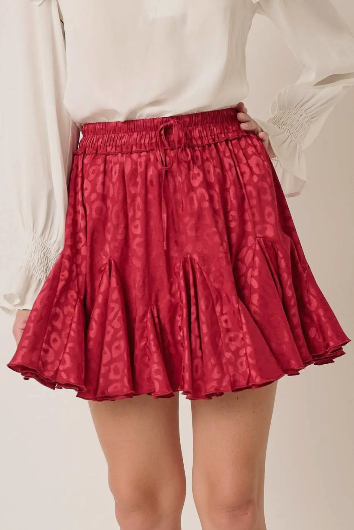 Sleigh Ride Satin Leopard Mini Skirt