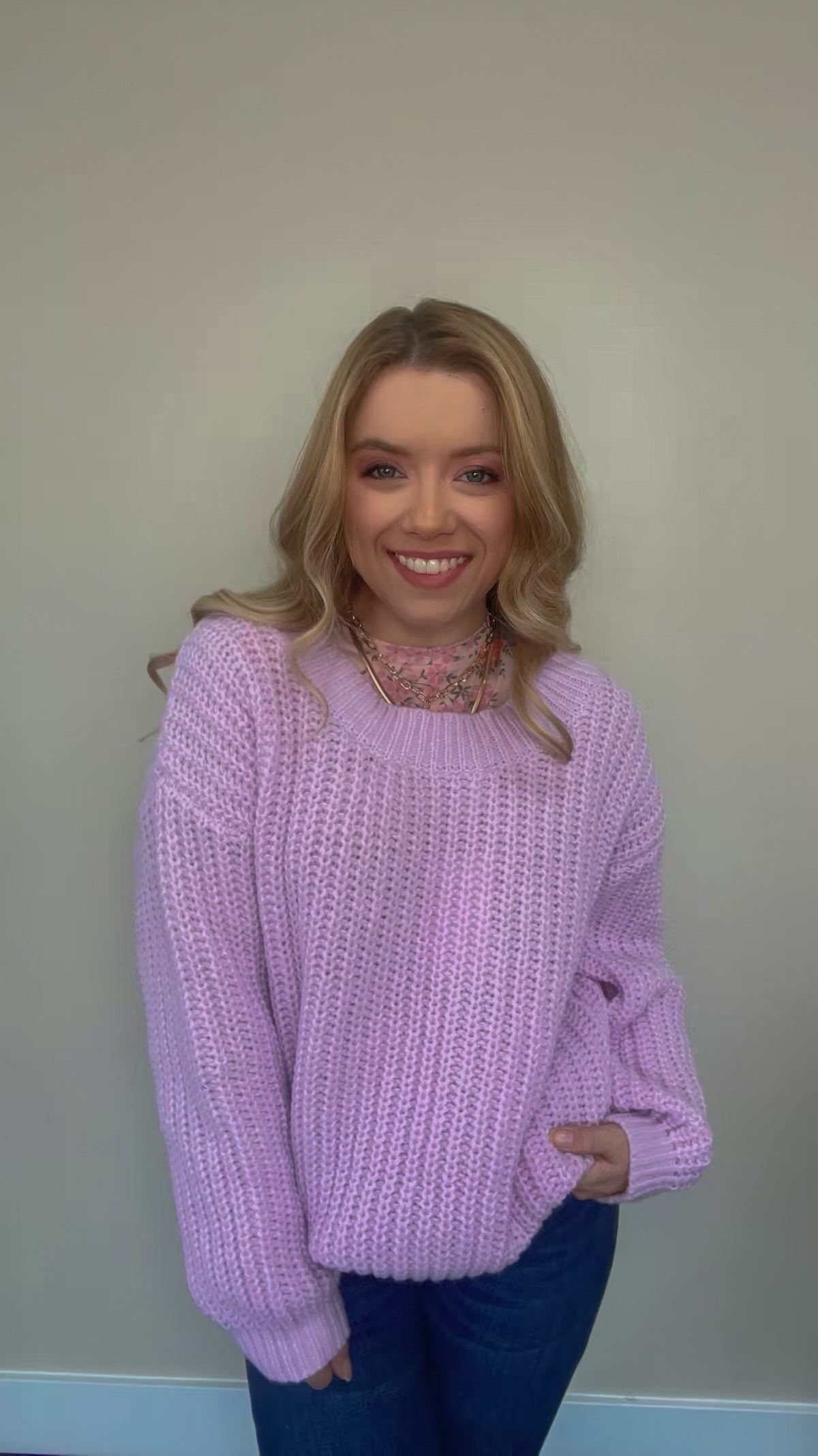 Laced in Lavender Oversized REVERSIBLE Chunky Knit Sweater