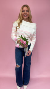 Love in the Air Off the Shoulder Striped Sweater