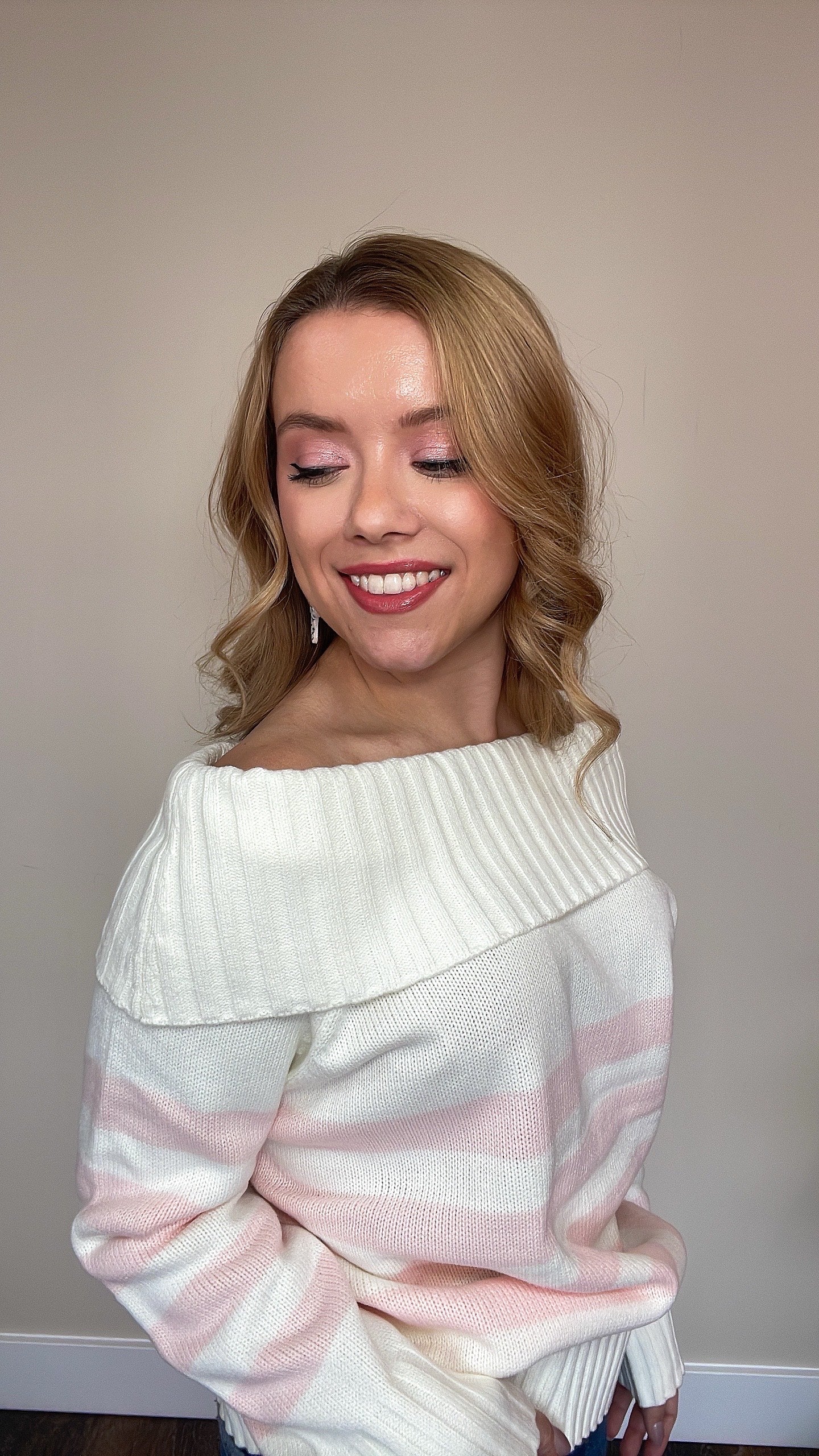 Love in the Air Off the Shoulder Striped Sweater