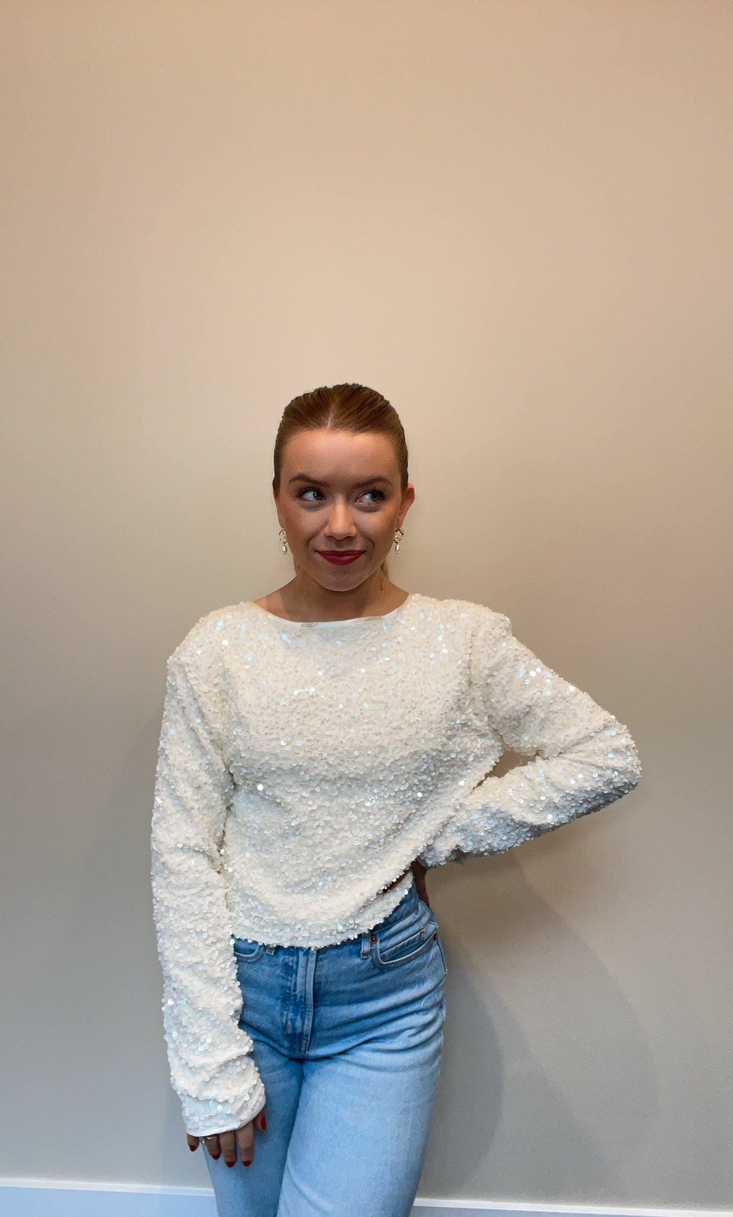 Pretty As A Present Sequin Bow Tie-Closure Jacket - Ivory