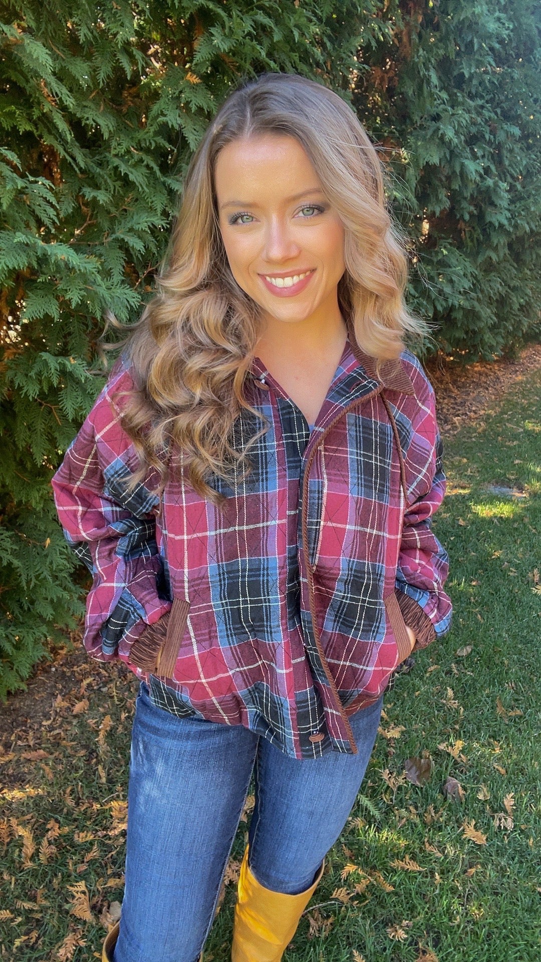 Hometown Honey Plaid Quilted Jacket