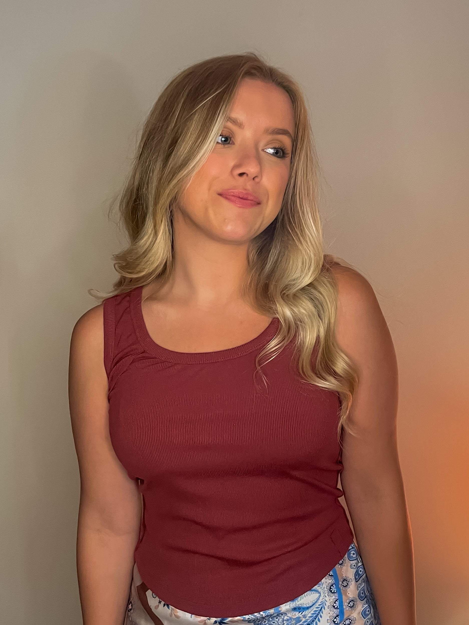 The Perfect Fit Ribbed Tank - Burgundy