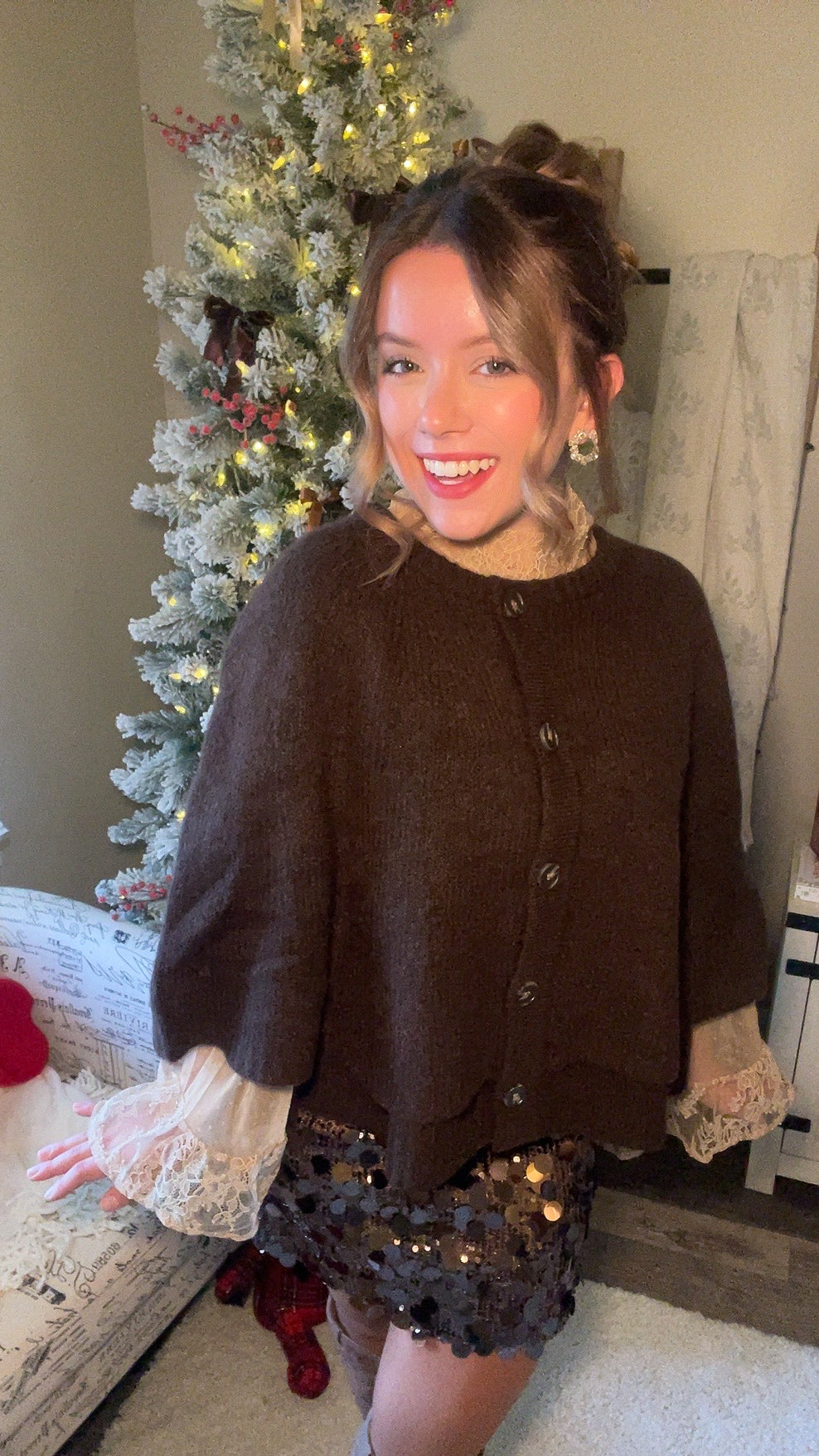 Gather Around Button Front Poncho