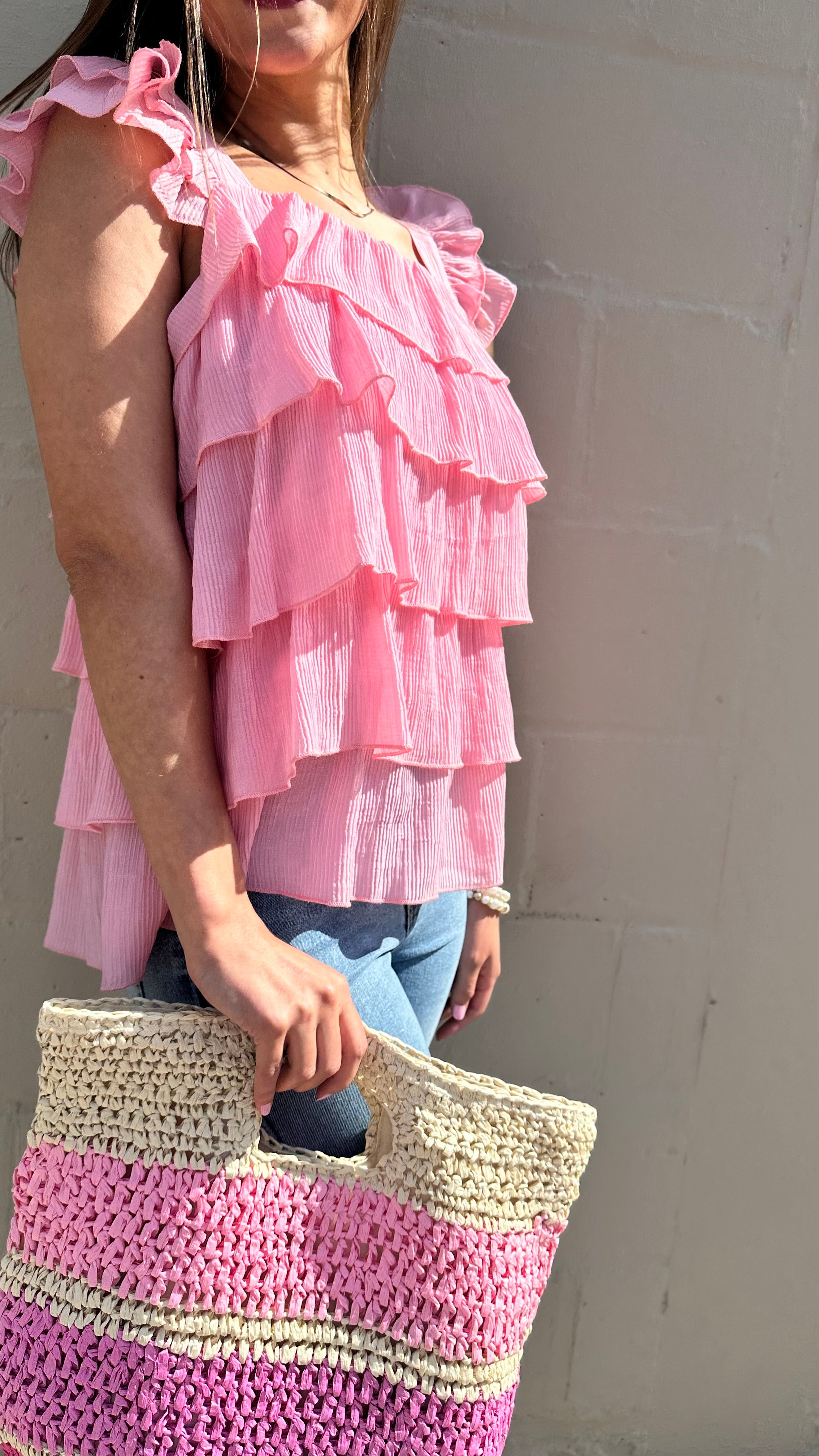 Femme Flounce Pink Ruffle Top