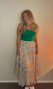 Fiona Floral Hanky Hem Maxi Skirt