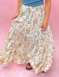 Blossom Boho Tiered Floral Maxi Skirt