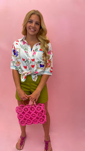 Whimsy Garden Button Down Blouse