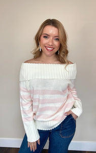 Love in the Air Off the Shoulder Striped Sweater