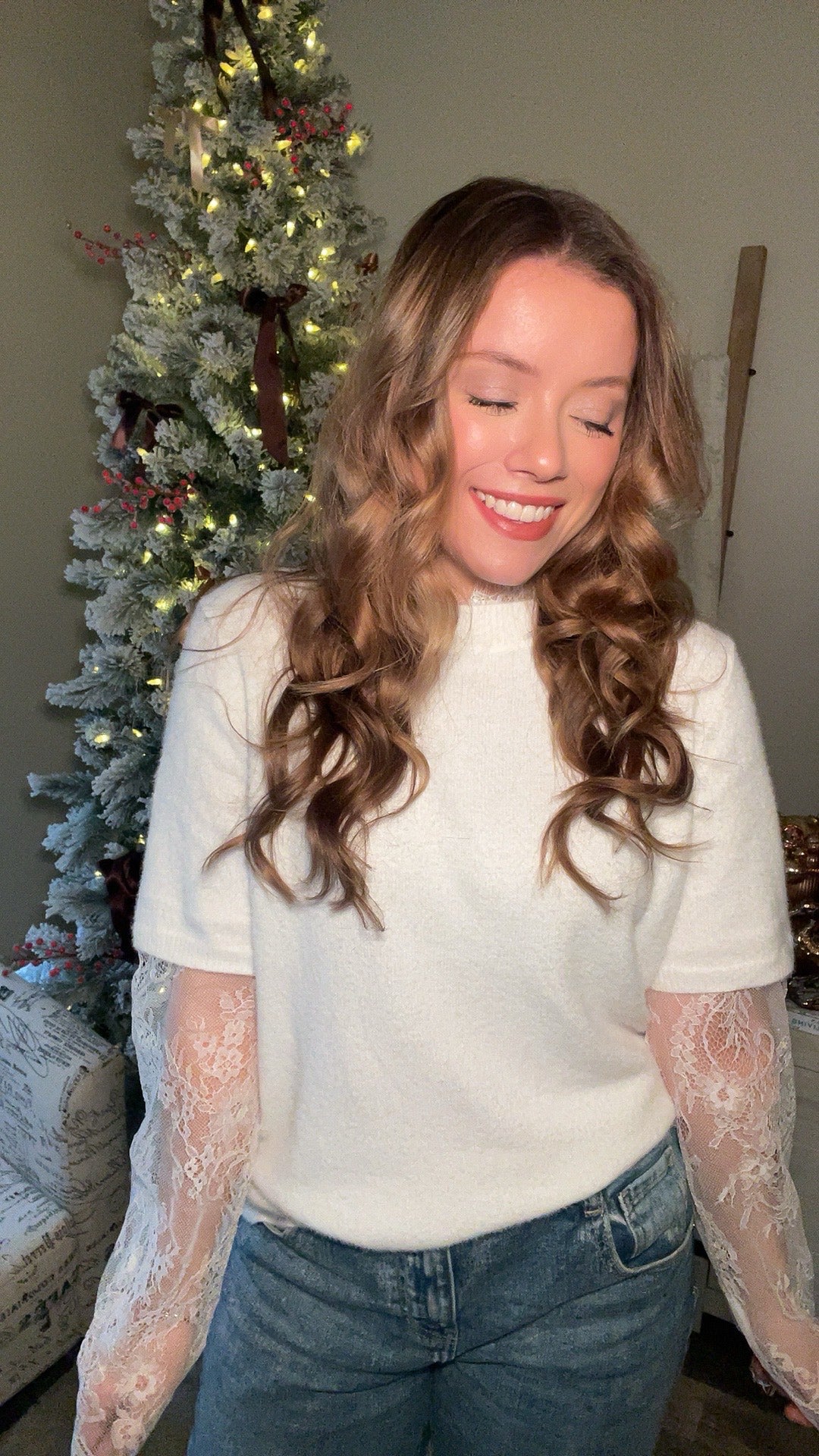 Cozy Christmas Lace Layered Sweater