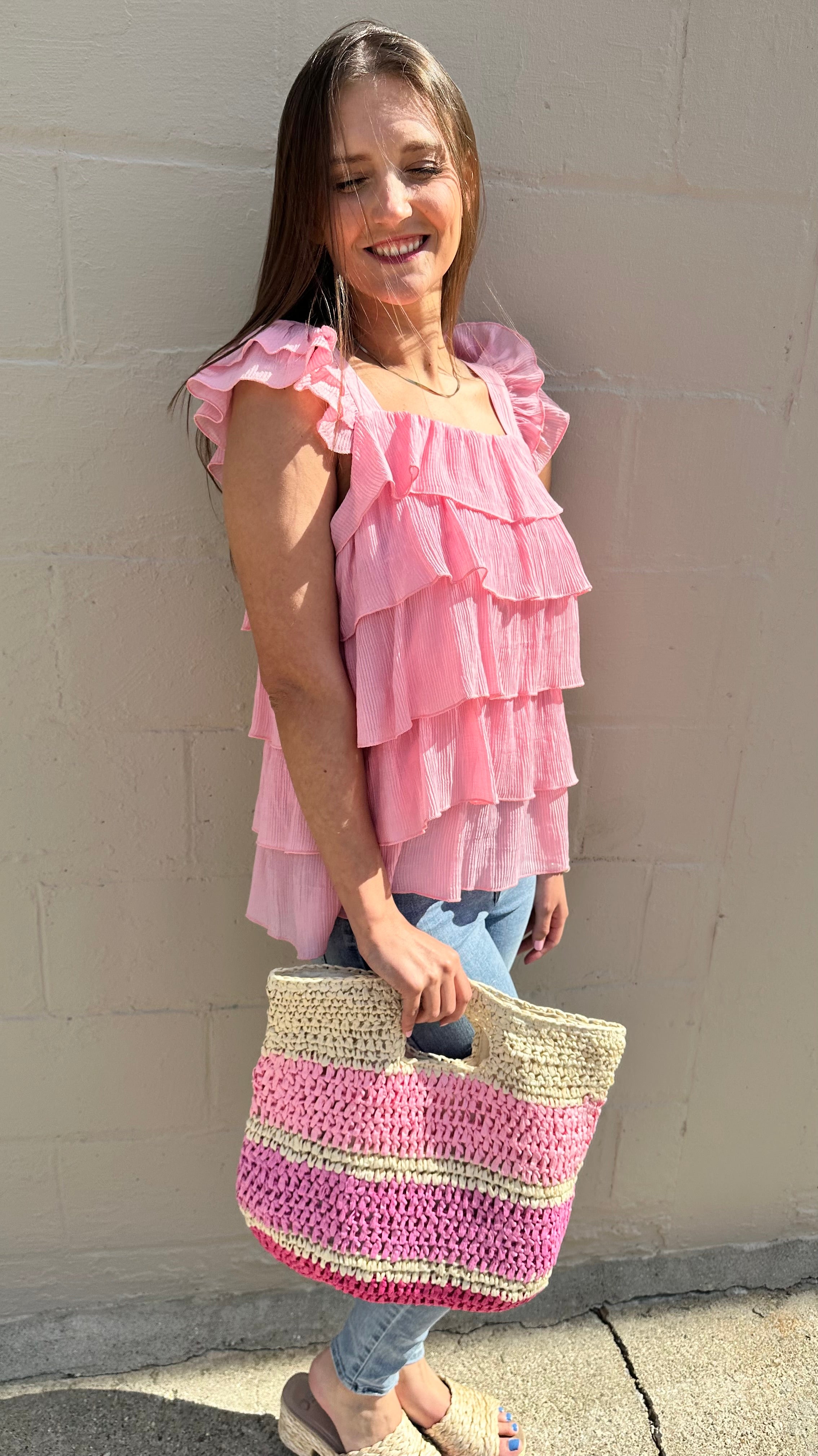 Femme Flounce Pink Ruffle Top