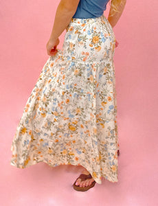 Blossom Boho Tiered Floral Maxi Skirt