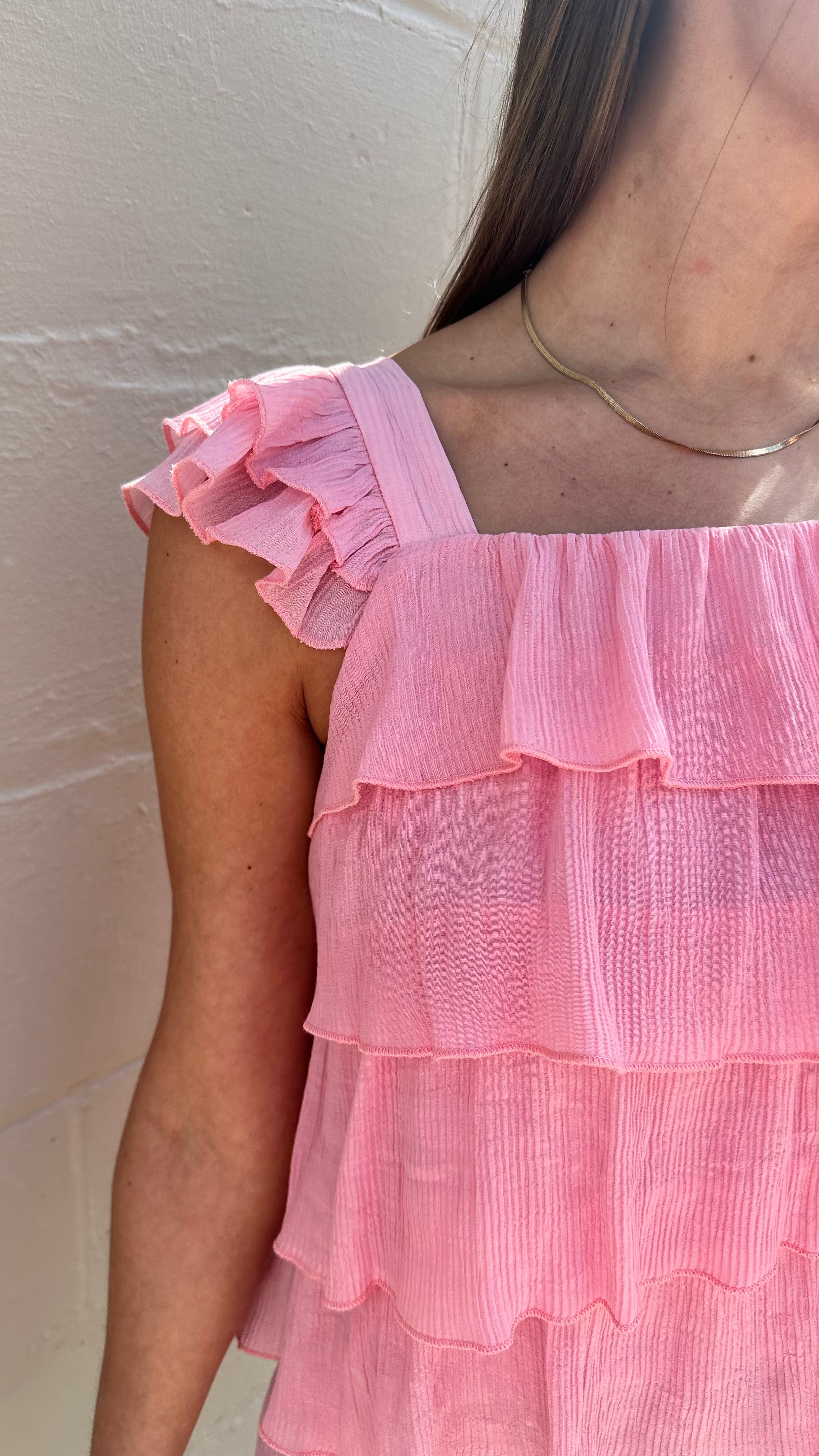 Femme Flounce Pink Ruffle Top