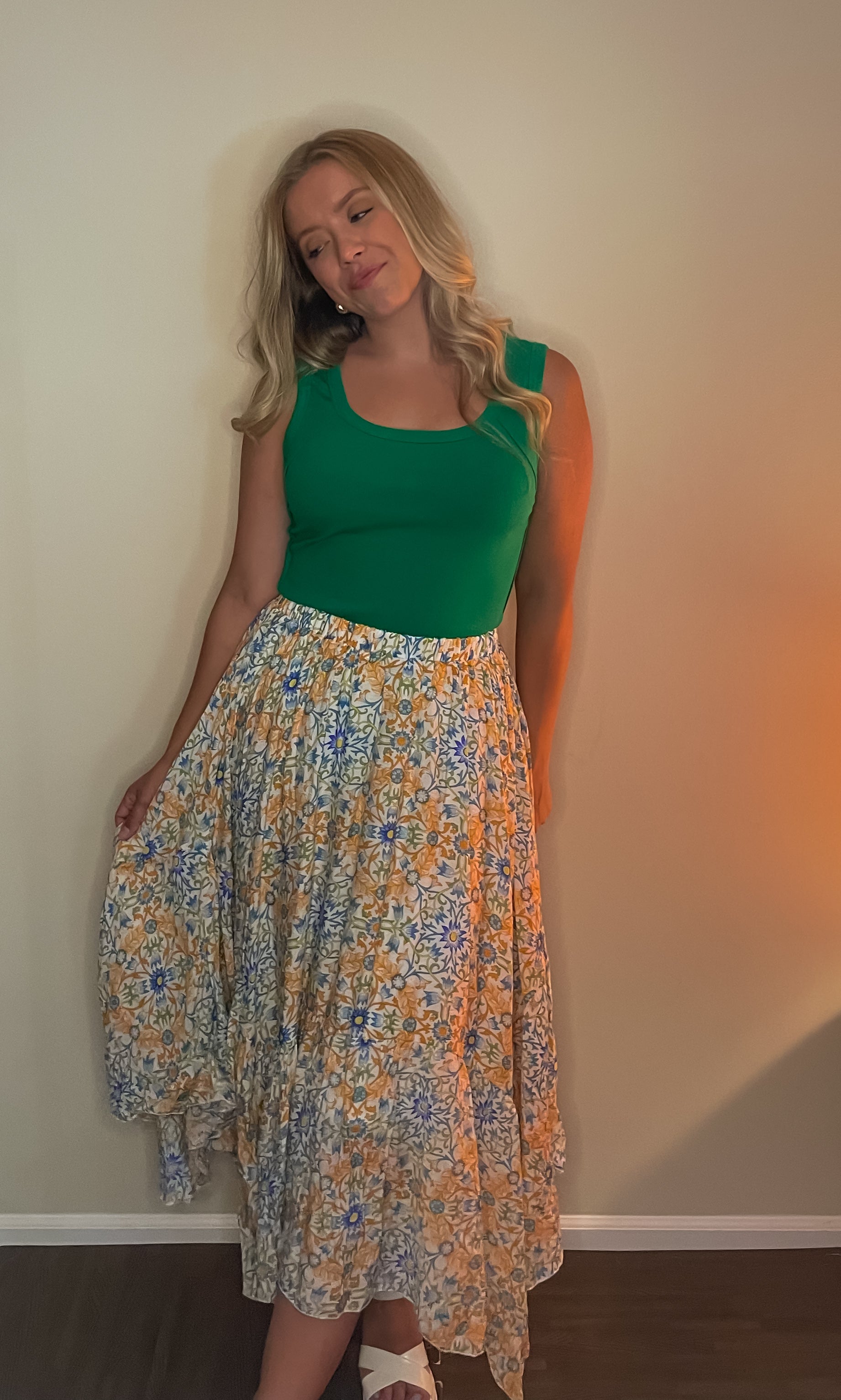 Fiona Floral Hanky Hem Maxi Skirt