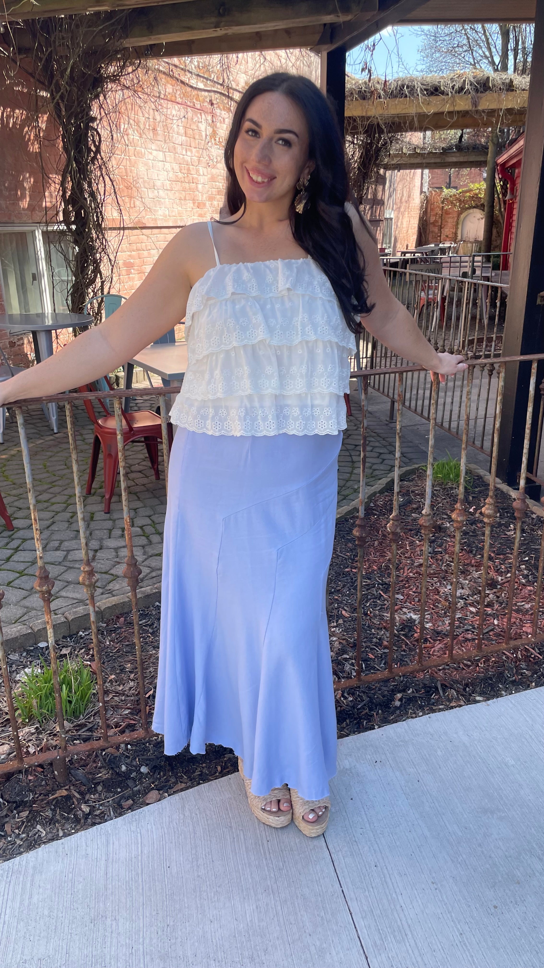 Whimsical White Eyelet Ruffle Tier Top