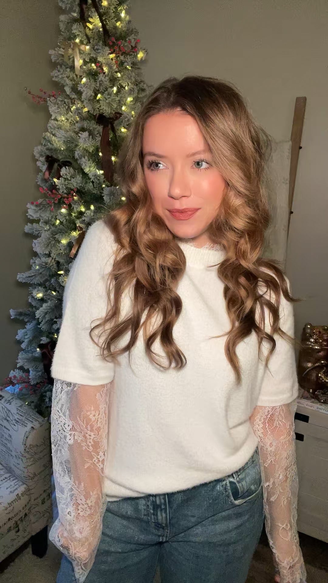 Cozy Christmas Lace Layered Sweater