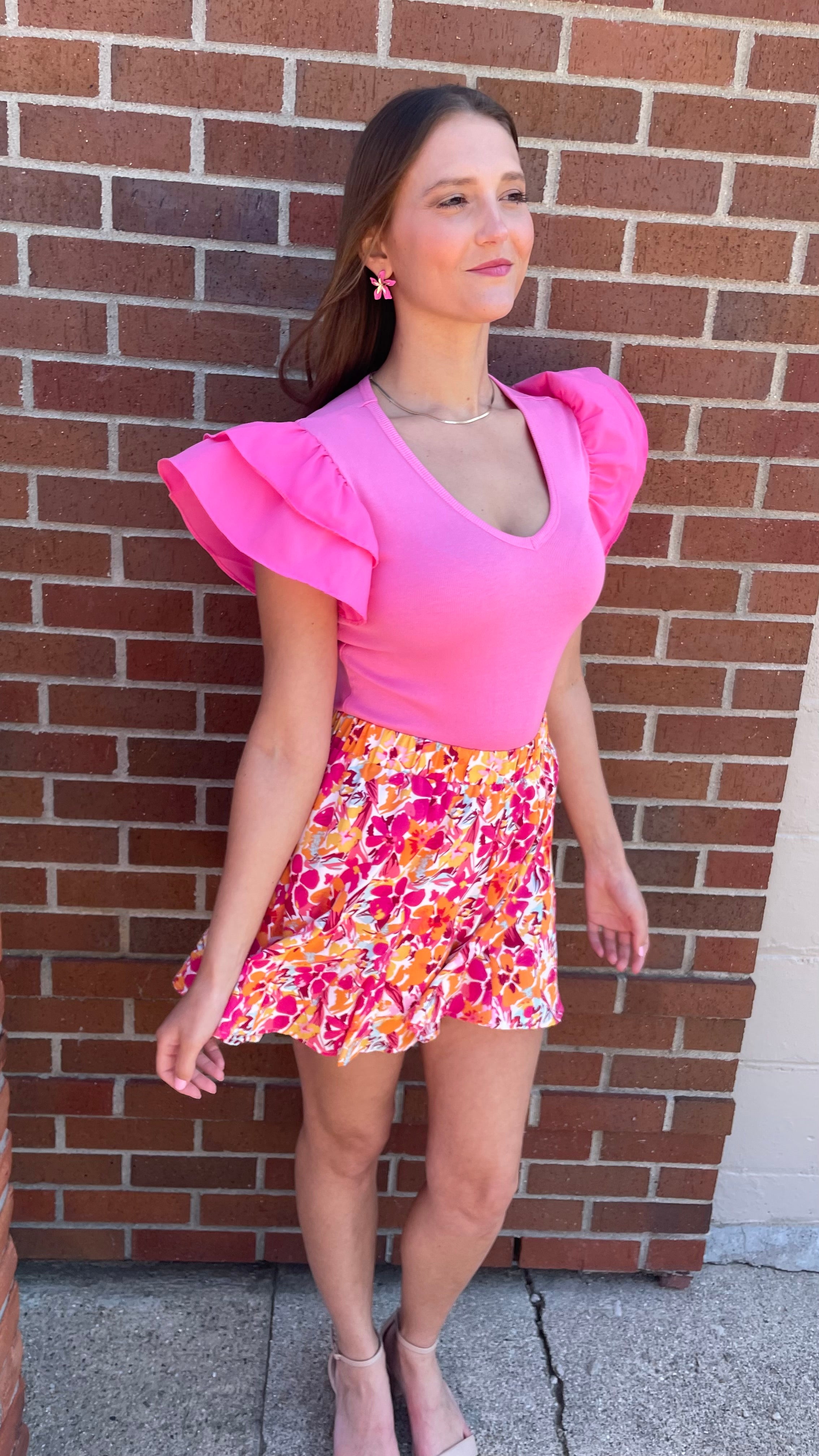 Sunny Floral High Waist Flutter Shorts