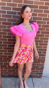 Sunny Floral High Waist Flutter Shorts