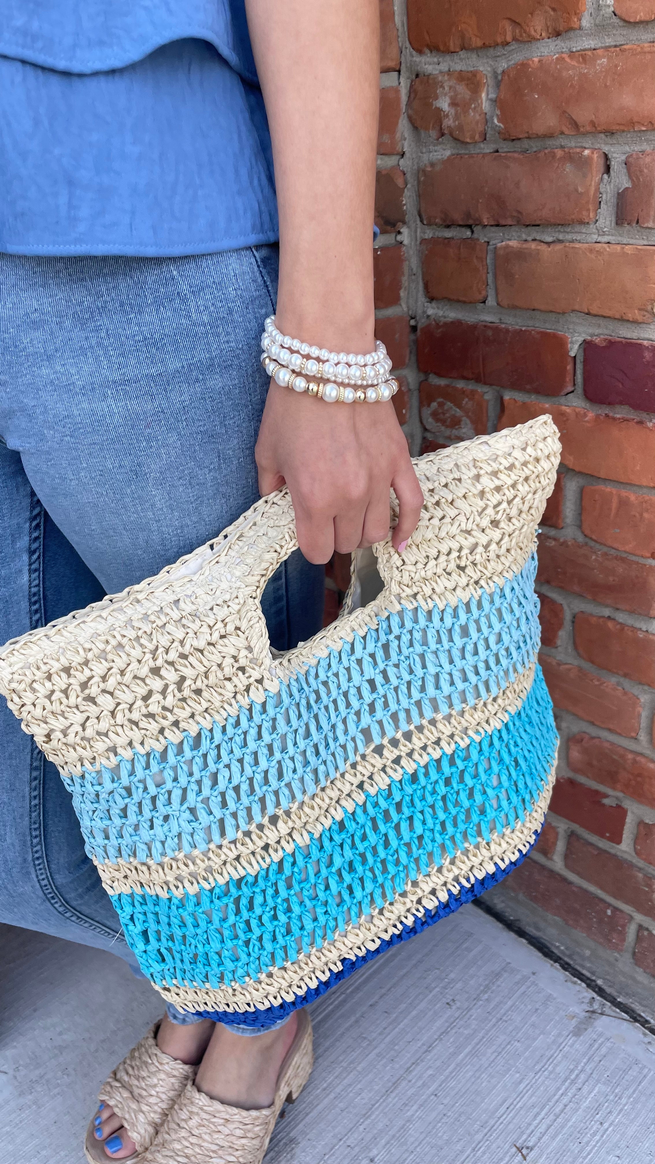 Ocean Breeze Color Block Summer Tote