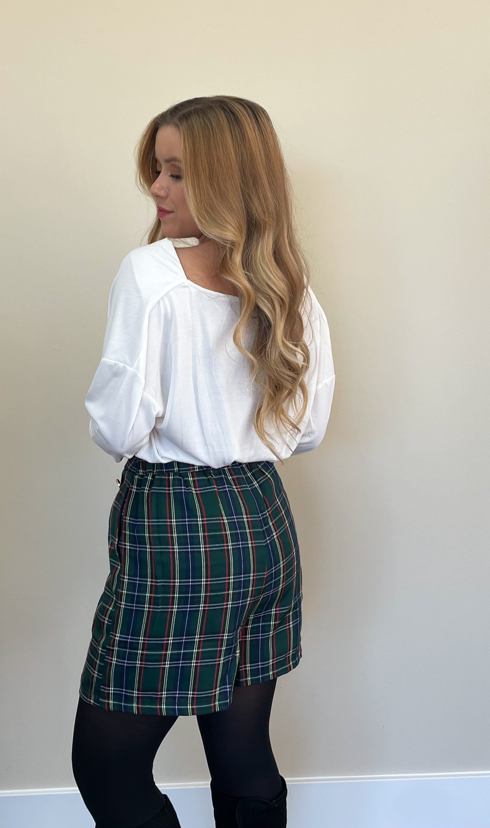 Paris Preppy Plaid Wrap Front Skort