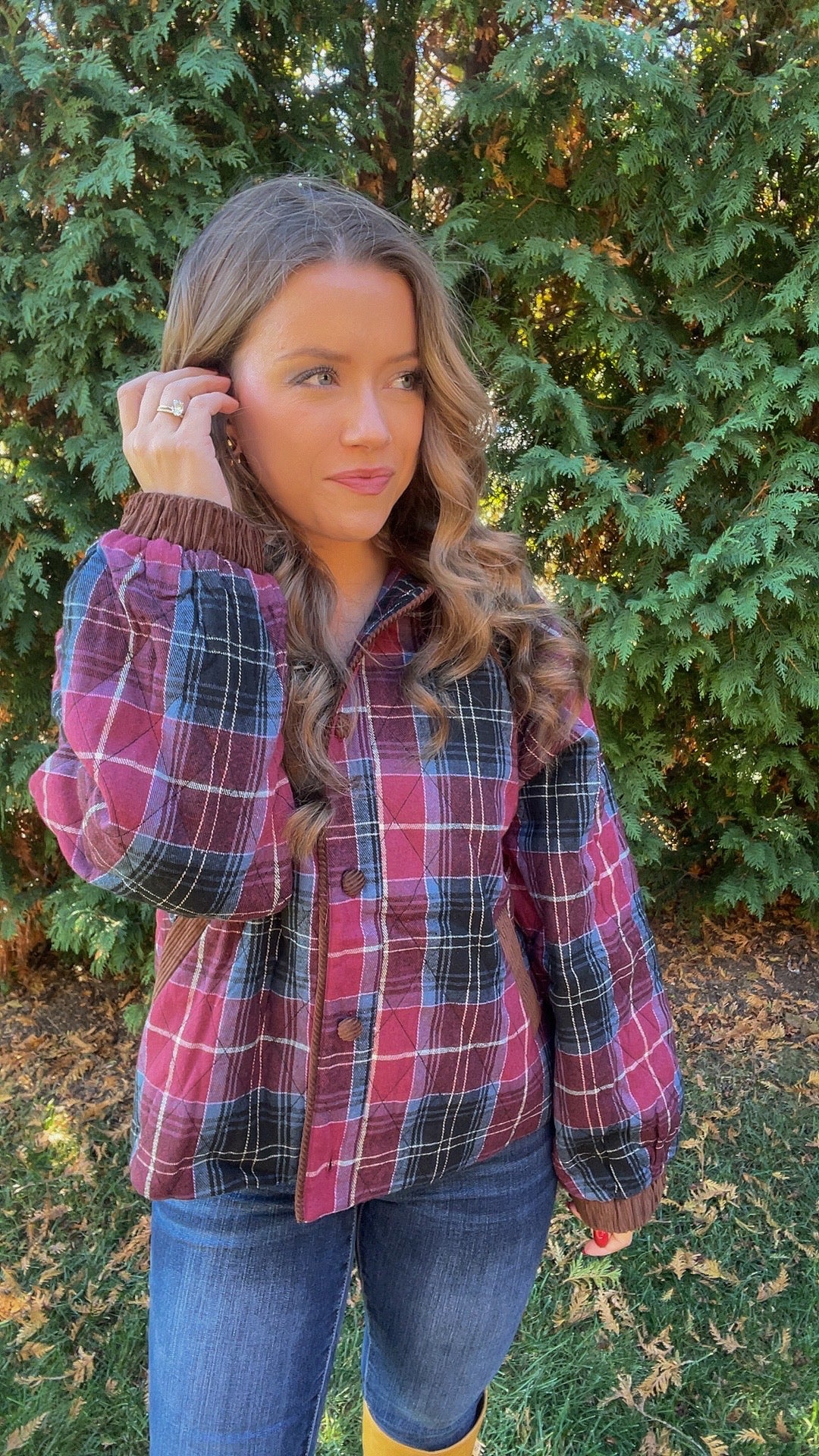 Hometown Honey Plaid Quilted Jacket