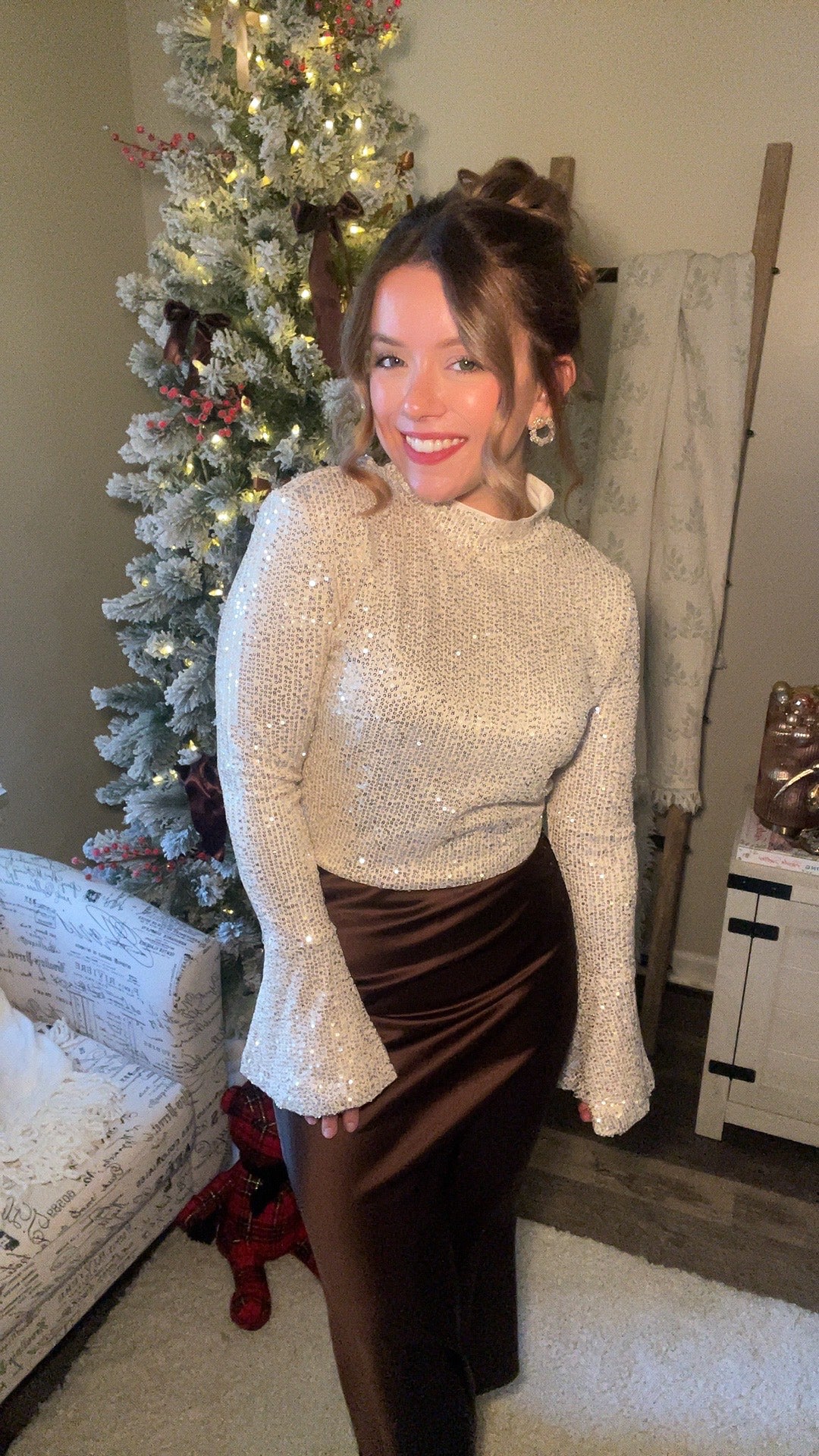 Aniston Satin Midi Skirt - Chocolate