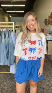 Red, White & Bows Oversized Graphic Tee