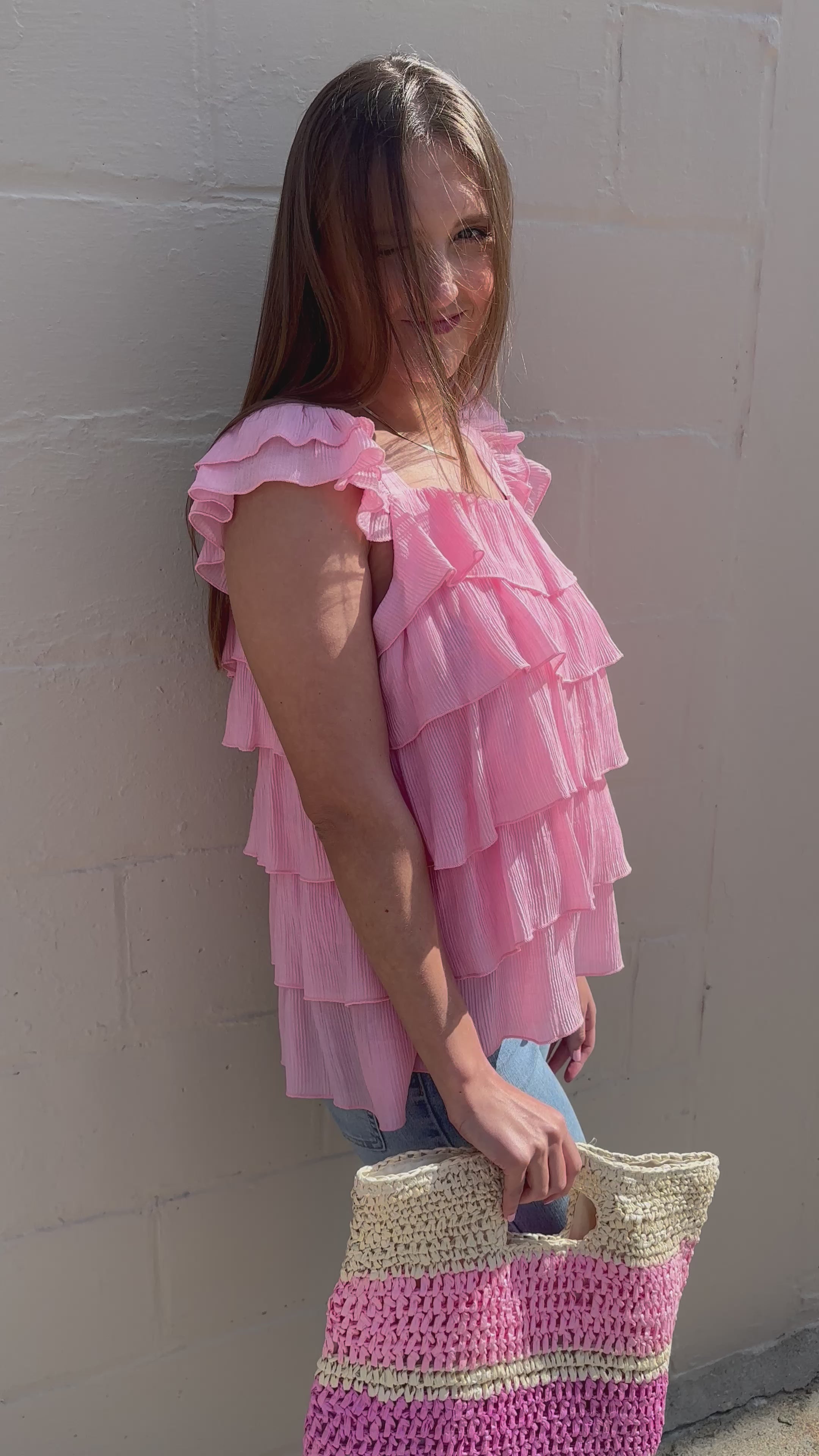 Femme Flounce Pink Ruffle Top