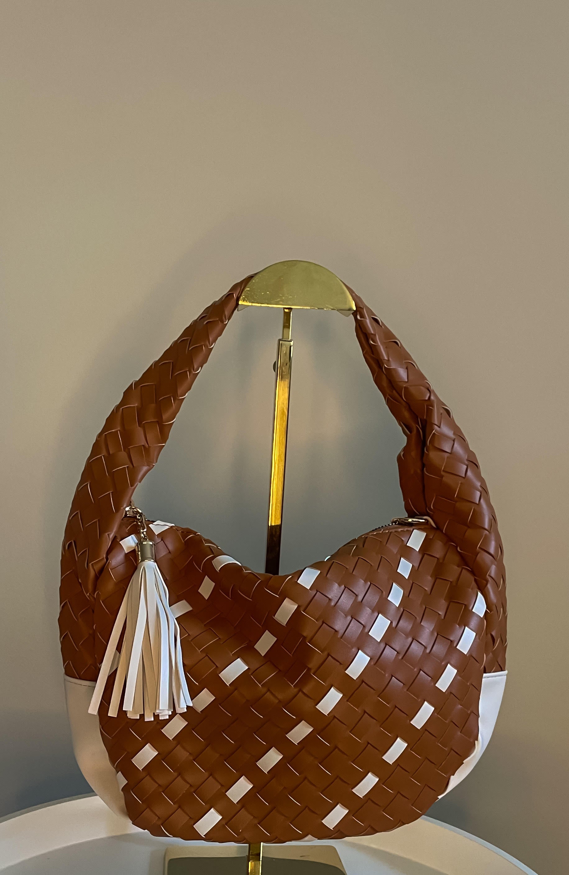 Crescent Charm Woven Bag