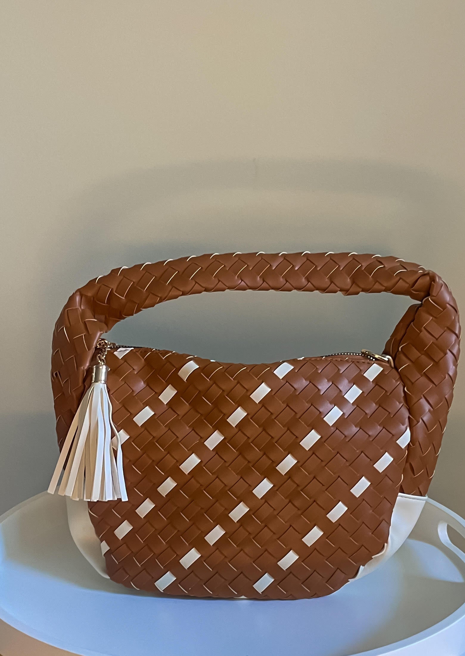 Crescent Charm Woven Bag